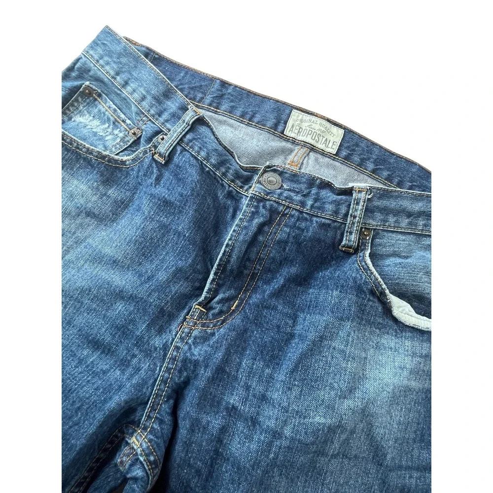 AEROPOSTALE Bowery Slim Straight‎ Denim Jeans Mens Size 36x30 Distressed